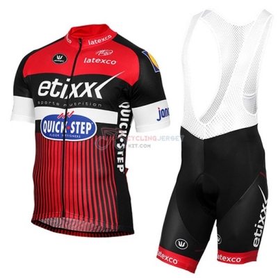 Quick Step Cycling Jersey Kit Short Sleeve 2016 Red And Black